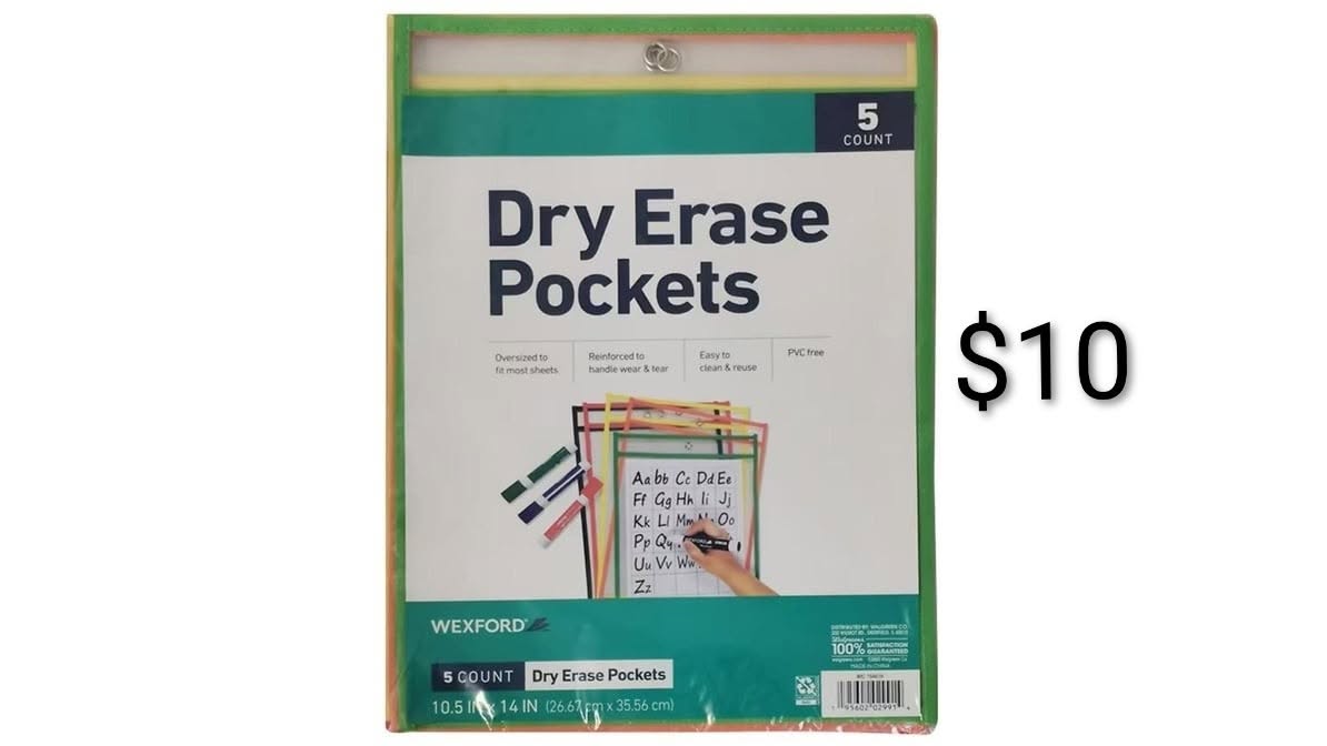 Wexford Dry Erase Pockets 5-Pack