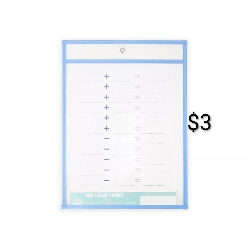 Dry Erase Addition and Subtraction Practice Sheet