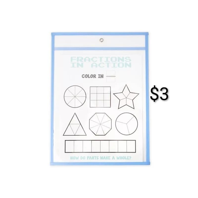 Dry Erase Fractions Practice Sheet