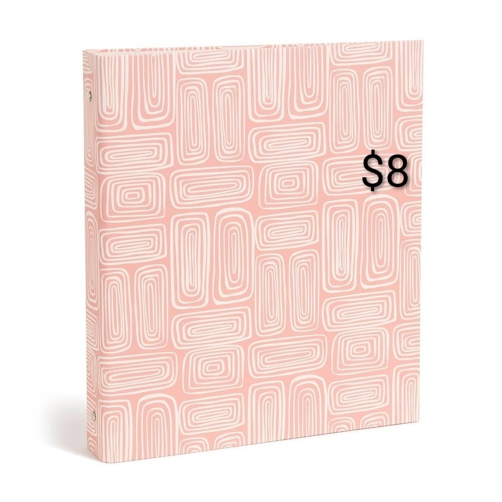 Pink Geometric Pattern Binder