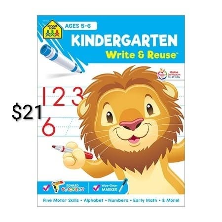 School Zone Kindergarten Write and Reuse Workbook Ages 5-6