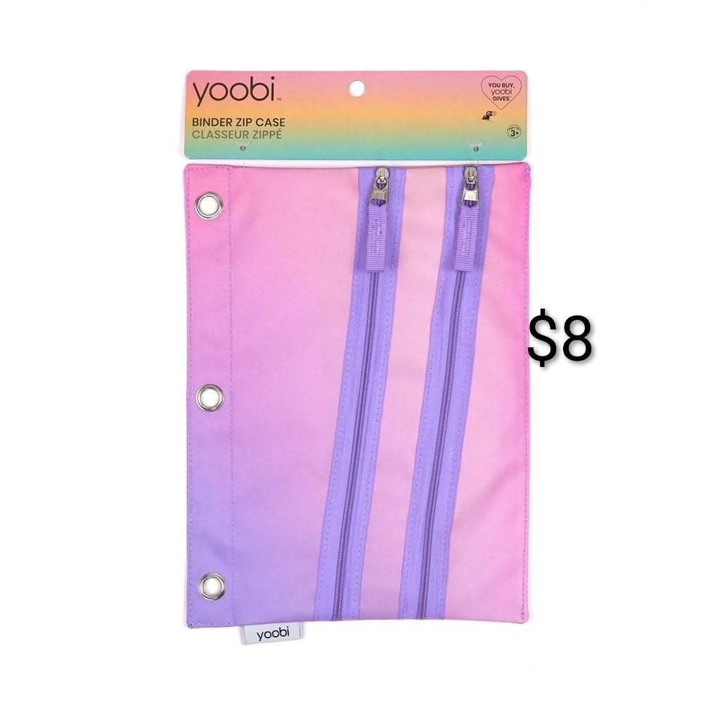 Yoobi Pink Binder Pouch with Erasable Zipper