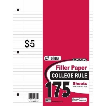College Ruled Filler Paper 175 Sheets