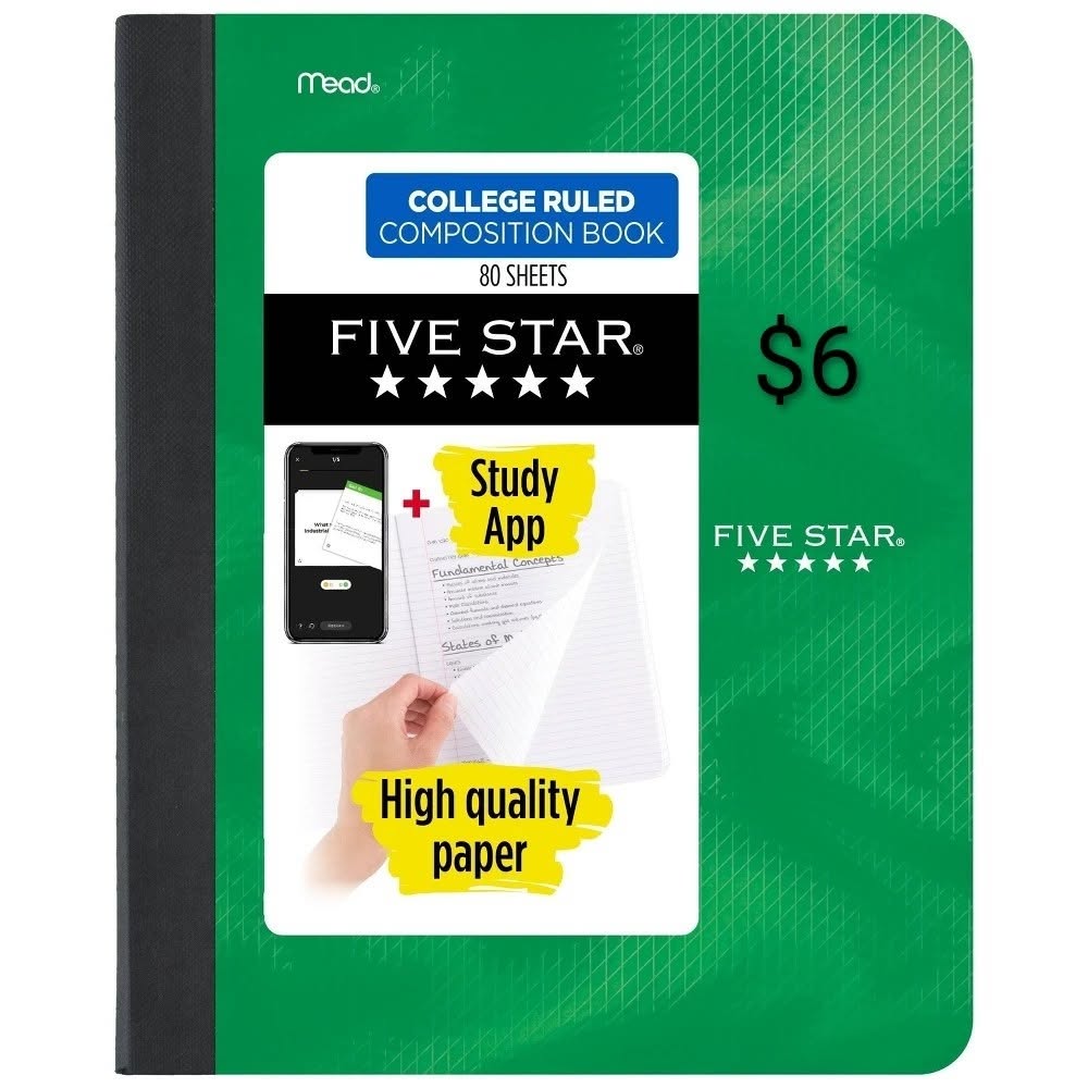 Five Star College Ruled Composition Book 80 Sheets