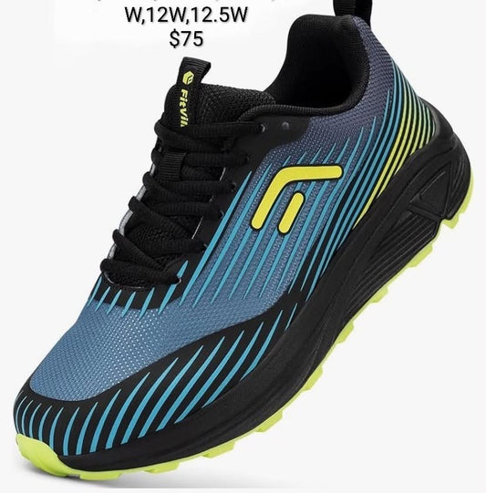 FitVille Black and Blue Wide Athletic Shoe