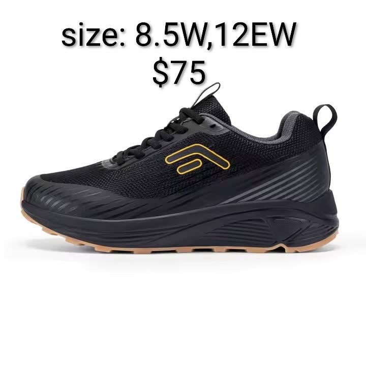 FitVille Black and Gold Women's Wide Walking Shoe