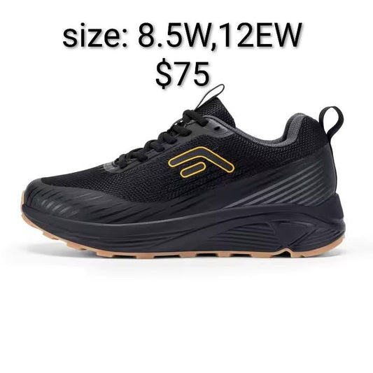 FitVille Black and Gold Women's Wide Walking Shoe