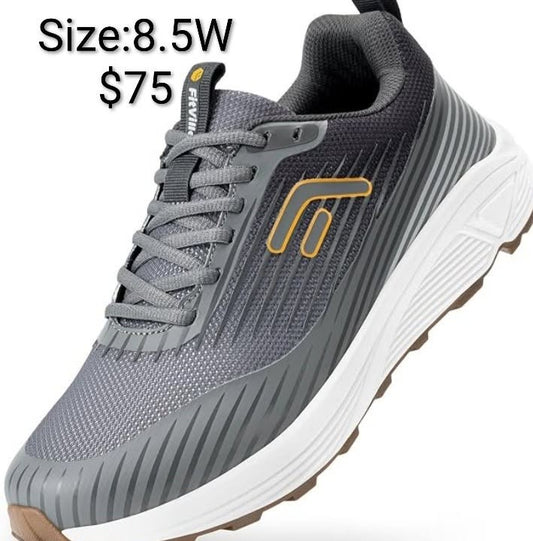 FitVille Gray and Yellow Women's Walking Shoe Size 8.5 W