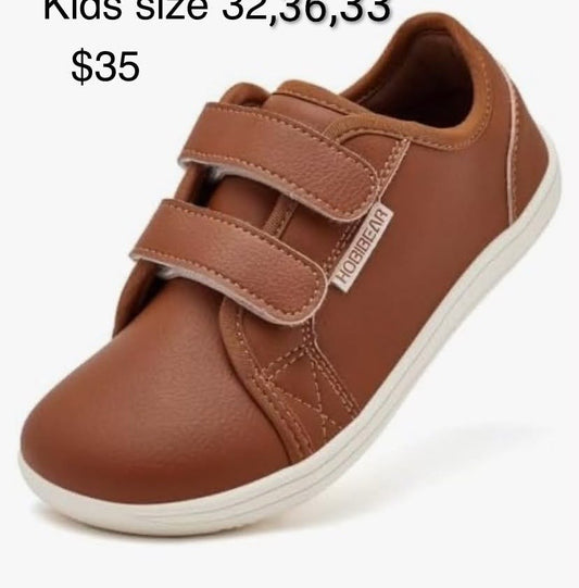 Brown Kids Hook-and-Loop Shoes