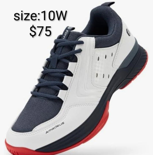 White and Navy Wide Athletic Shoe Size 10 W