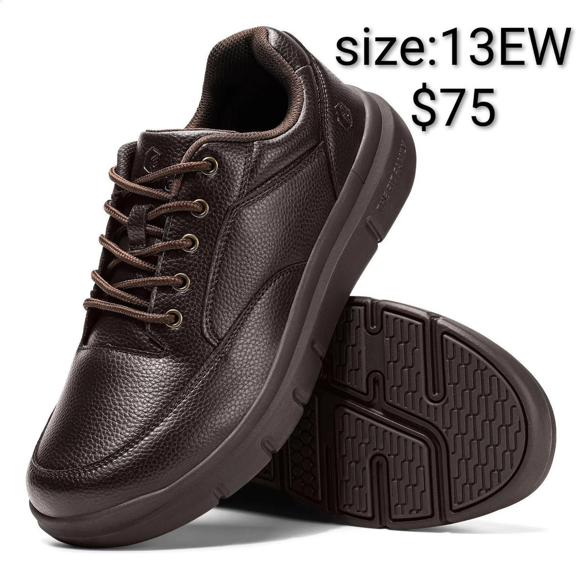 Brown Leather Men's Wide Walking Shoe Size 13 EW