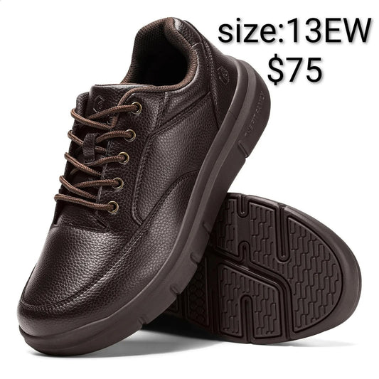 Brown Leather Men's Wide Walking Shoe Size 13 EW