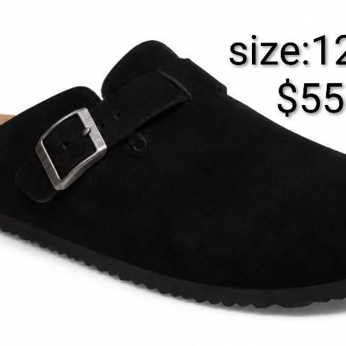 Black Buckle Clog — Size 12
