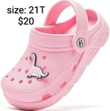 Pink Dinosaur Toddler Clog — Size 21 T