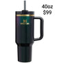 Stanley Quencher Tumbler Black Iridescent — 40 oz