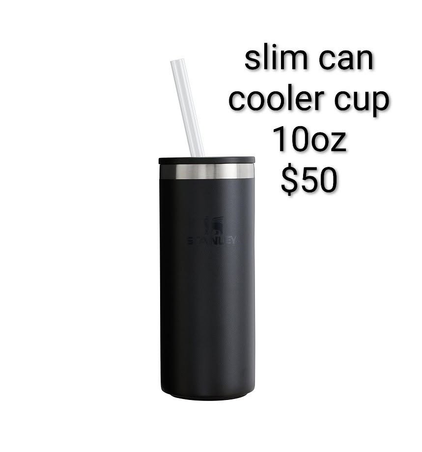 Black Slim Can Cooler Cup — 10 oz