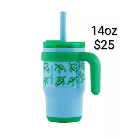 Blue and Green Kids Handled Tumbler — 14 oz