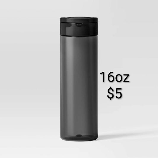 Black Slim Water Bottle — 16 oz