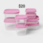 Pink-Lid Food Container Set