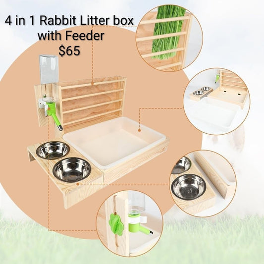 Four-in-One Rabbit Litter Box with Feeder
