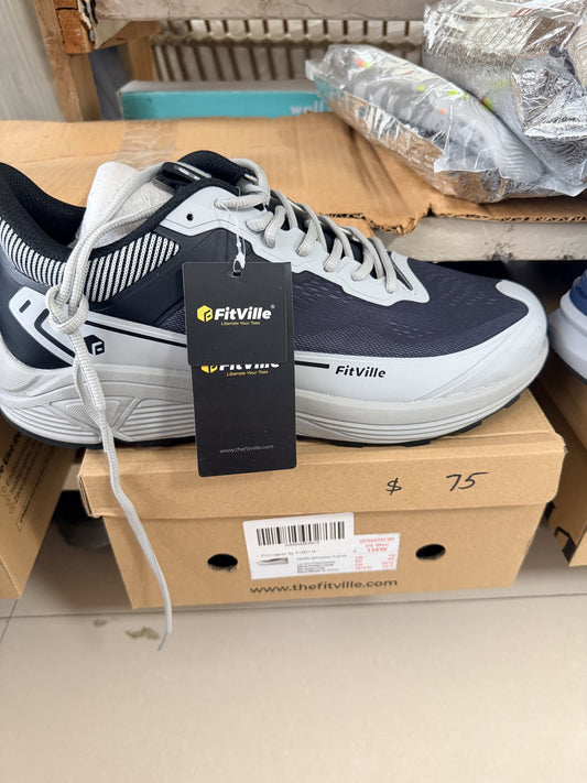 FitVille AllTraction Trail V5 Running Shoe — Black/Dove Grey; size to confirm