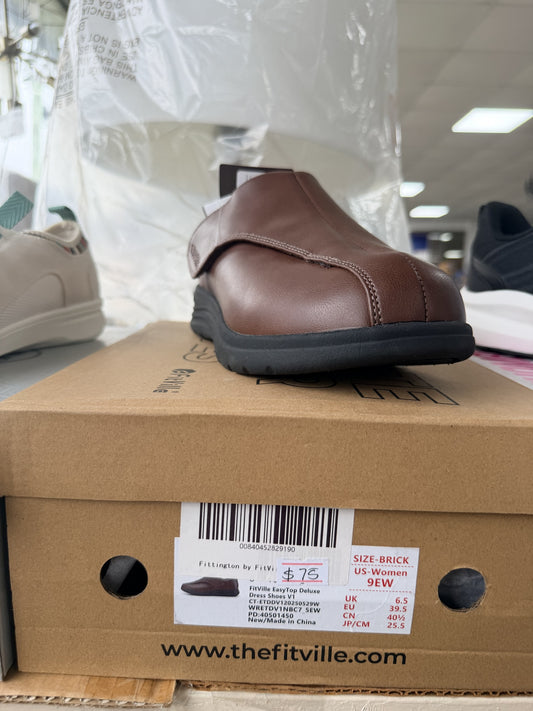 FitVille EasyTop Deluxe Dress Shoe V1 — Brick; US women's 9 EW