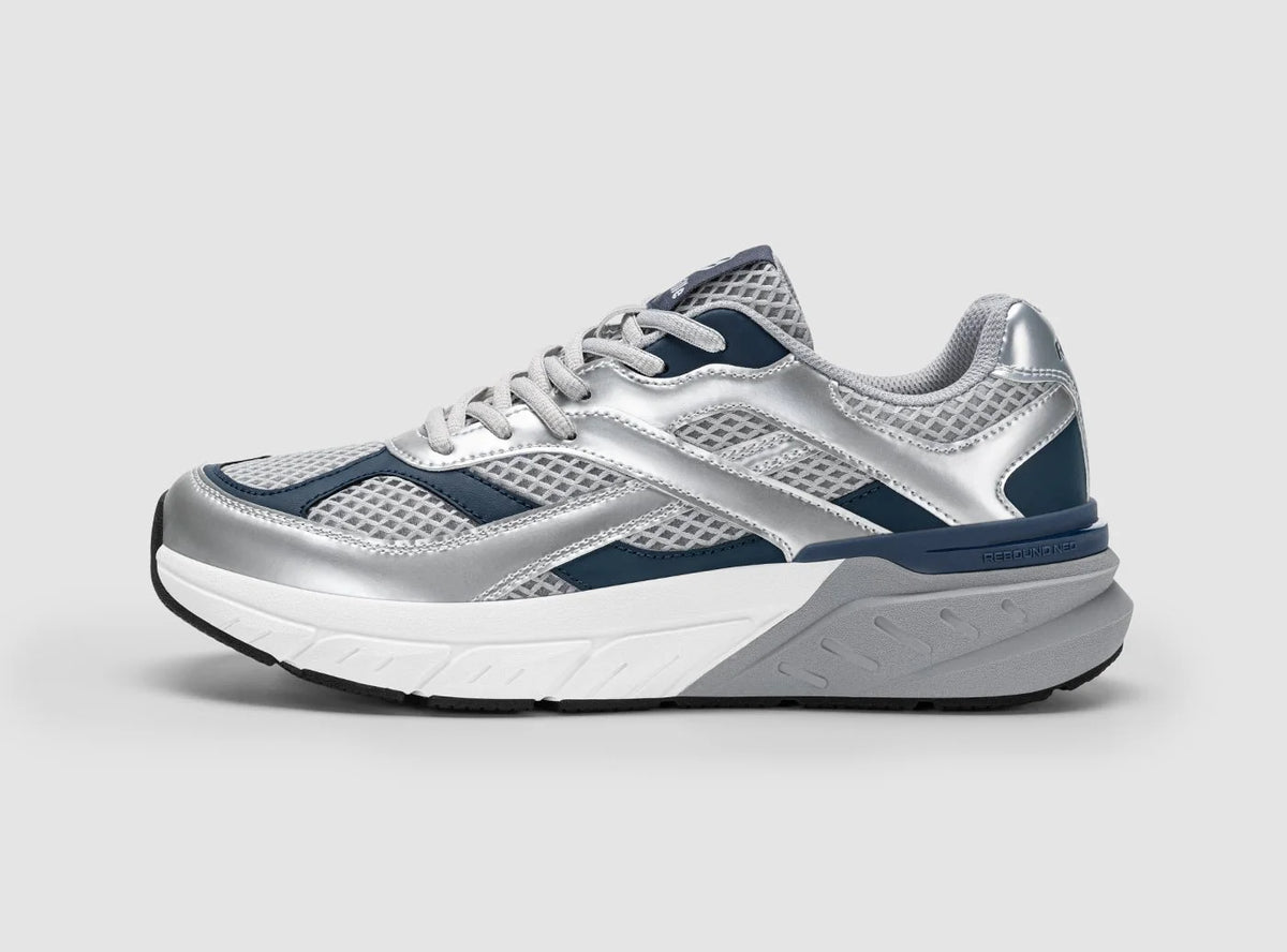 FitVille Rebound Neo V6 Walking Shoe — Silver/Navy; US men's 9.5 EW