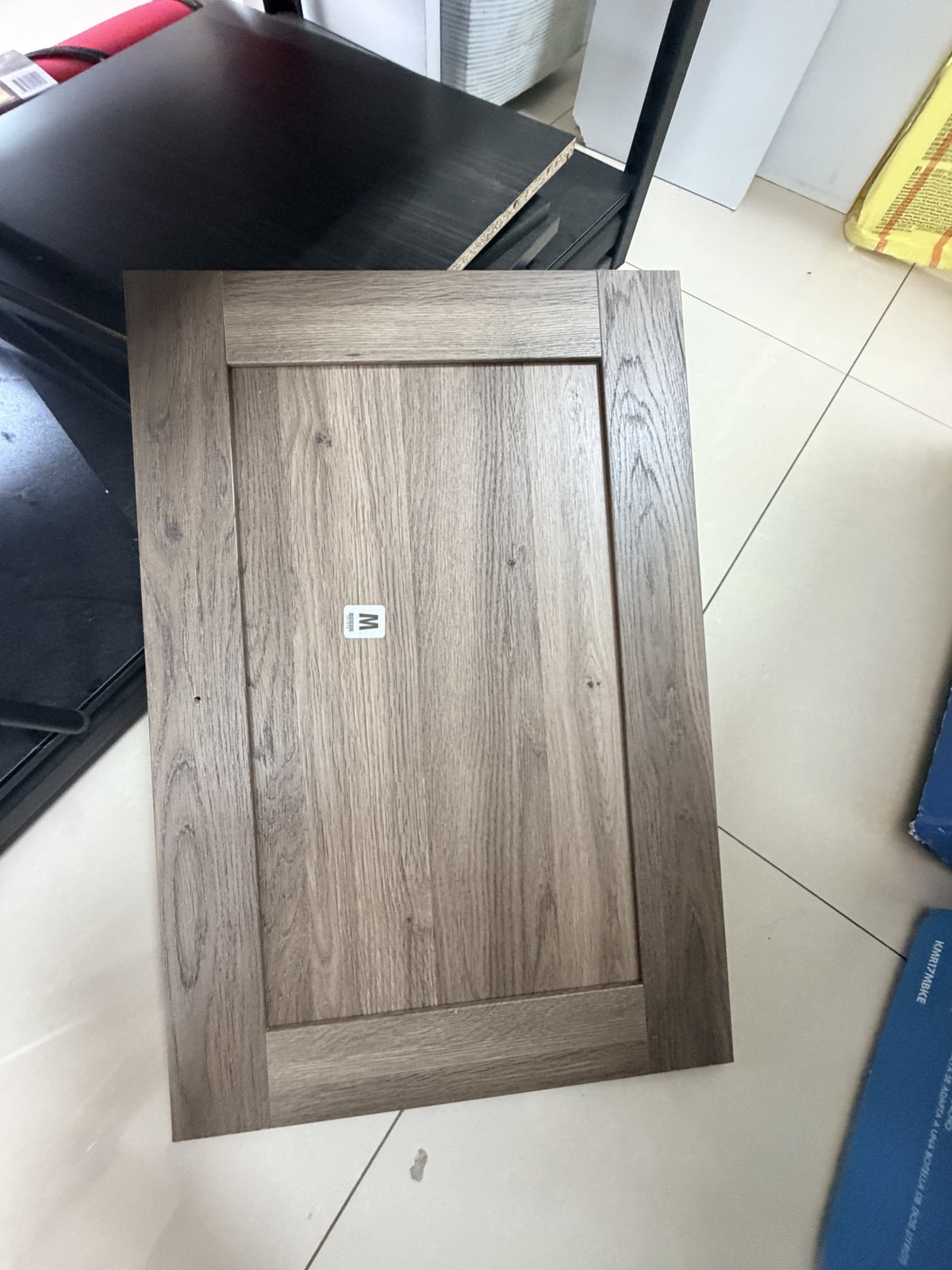 Flat-Pack Furniture Panel Set — Gray wood / black panels