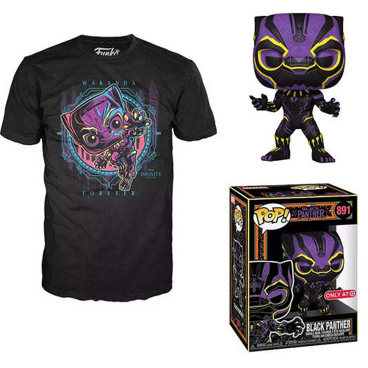 Funko Pop! & Tee Black Panther #891 Black Light Bundle — Size XL; Target exclusive; black light