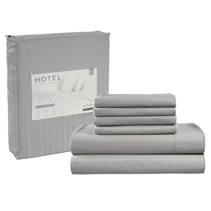 Hotel Signature 400 Thread Count Supima Cotton Sheet Set — King; Gray; 6 piece