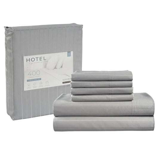 Hotel Signature 400 Thread Count Supima Cotton Sheet Set — King; Gray; 6 piece