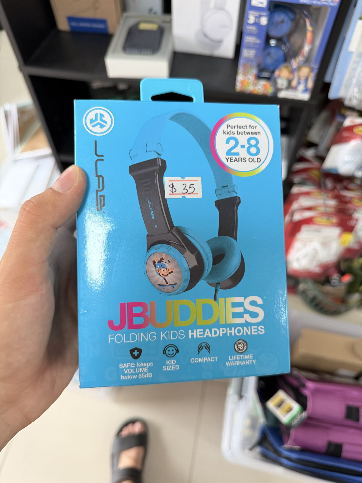 JLab JBuddies Folding Kids Headphones — Blue/Gray; ages 2-8