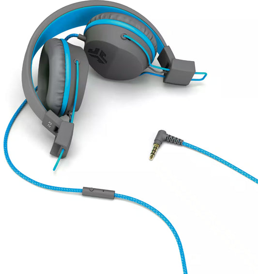 JLab JBuddies Studio On-Ear Folding Kids Headphones — Gray/Blue; ages 6+