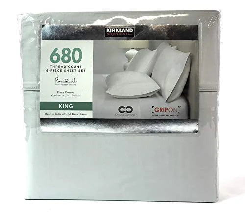 Kirkland Signature 680 Thread Count Sheet Set — King; Gray; 6 piece