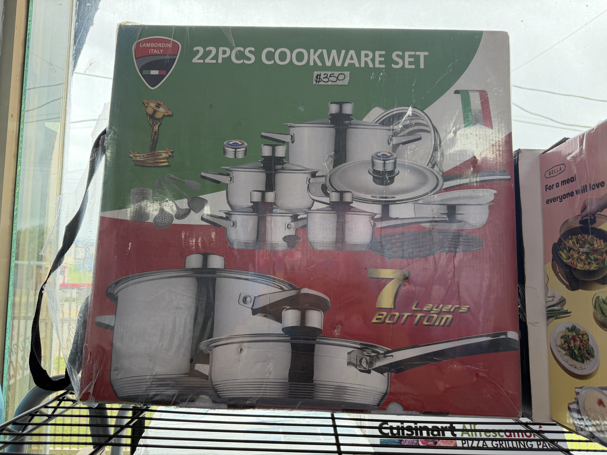 Lambordin Italy 22-Piece Stainless-Steel Cookware Set — Silver; 22-piece