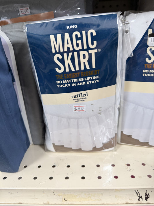Magic Skirt Tailored Bed Skirt — King; White