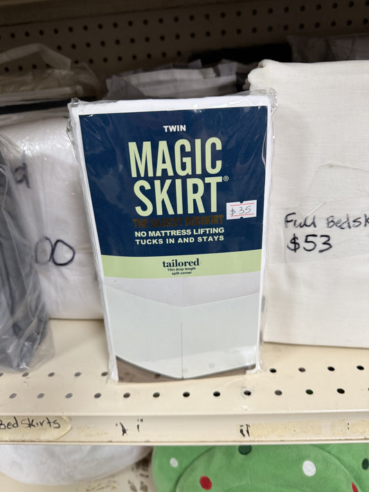 Magic Skirt Tailored Bed Skirt — Twin; White