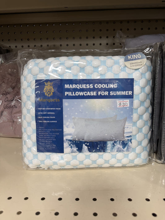 Marquess Cooling Pillowcase for Summer — King; blue/white