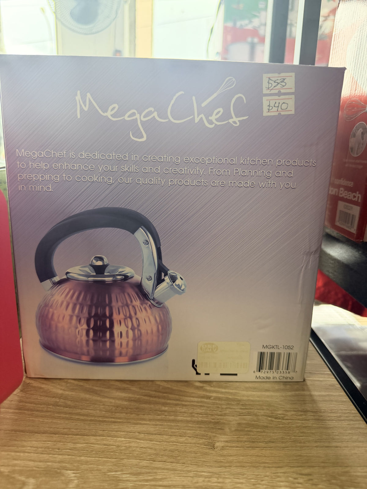 MegaChef Whistling Stovetop Kettle — Rose-gold finish