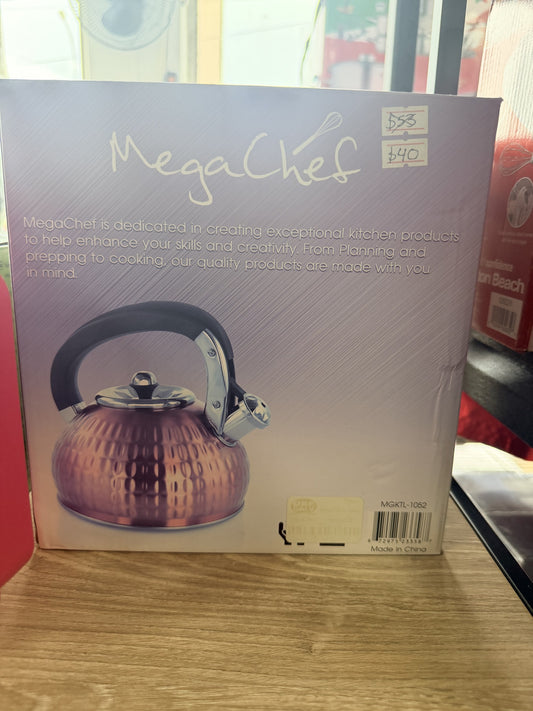 MegaChef Whistling Stovetop Kettle — Rose-gold finish