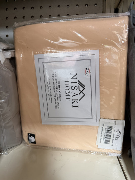 Nisaki Home 200 Thread Count Cotton Sateen Duvet Cover Set — US Full/Queen; Apricot Orange
