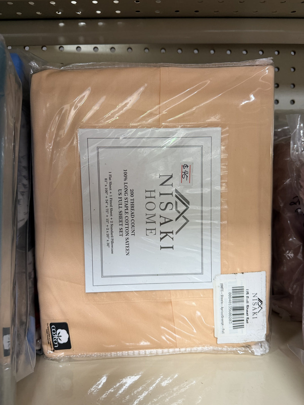 Nisaki Home 200 Thread Count Cotton Sateen Sheet Set — US Full; Apricot Orange
