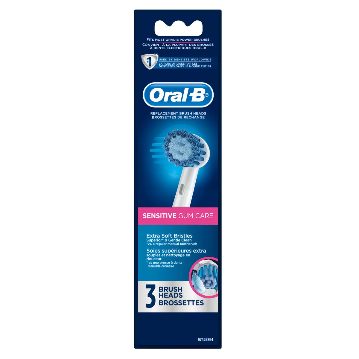 Oral-B Sensitive Gum Care Replacement Brush Heads — White; 3 count