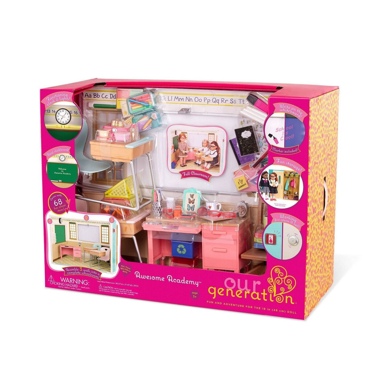 Our Generation Awesome Academy Classroom Set for 18-Inch Dolls — Multicolor; 68 pieces