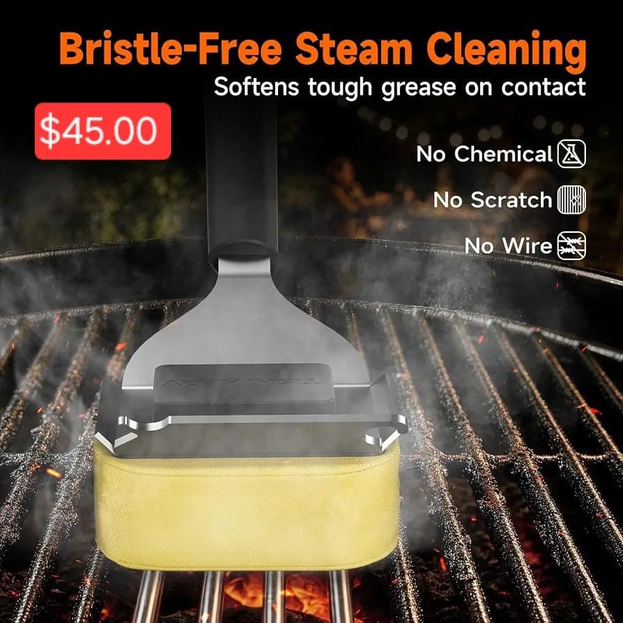 Bristle-Free Steam Cleaning Grill Brush