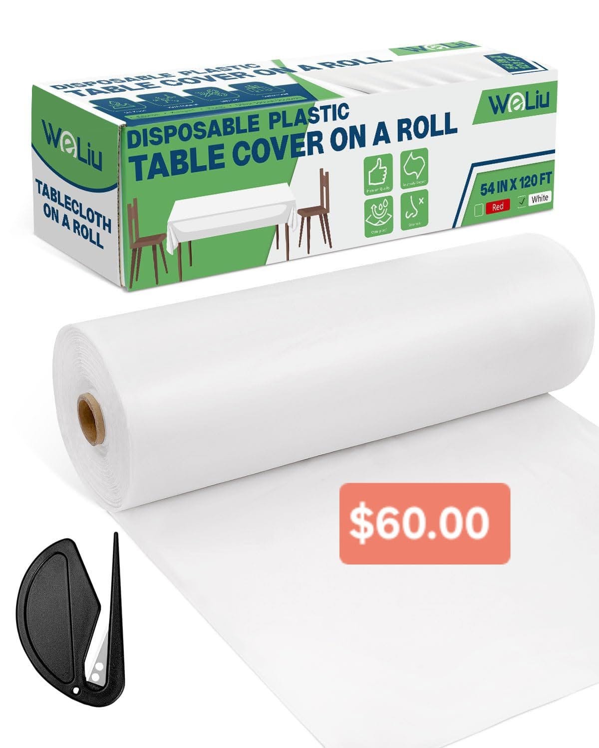 WeLiu Disposable Plastic Table Cover Roll