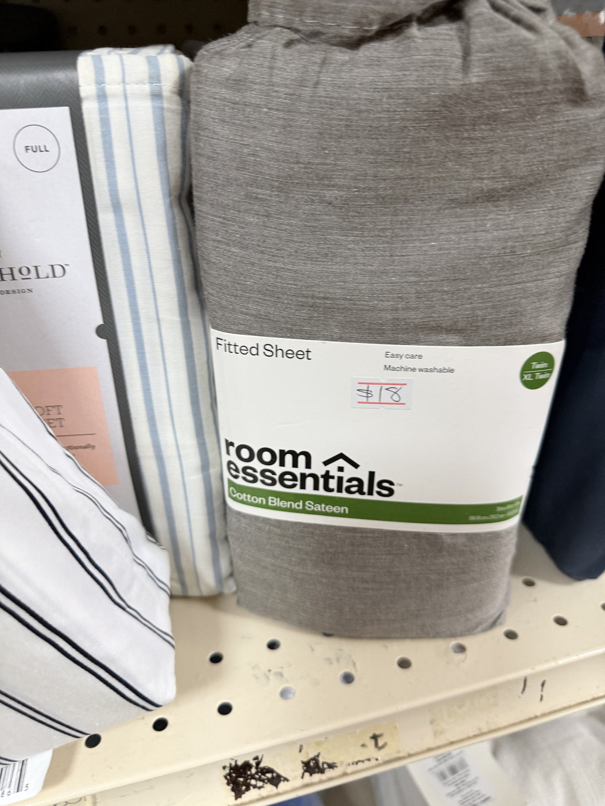 Room Essentials Cotton Blend Sateen Fitted Sheet — Twin/Twin XL; Gray
