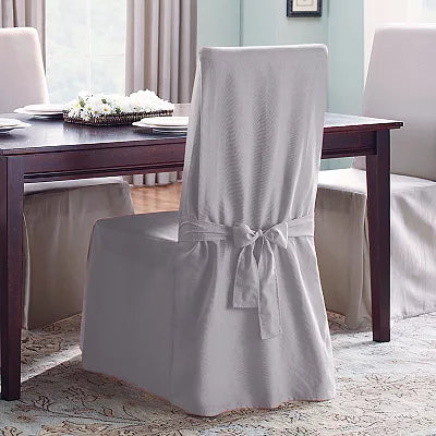 SureFit Long Dining Room Chair Slipcover — Gray