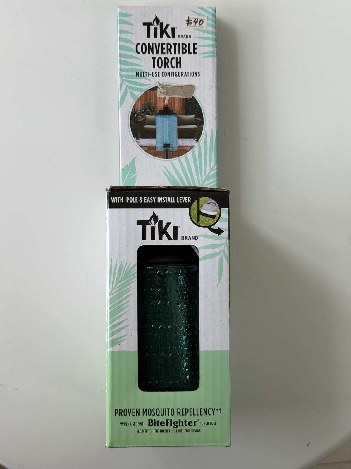 TIKI Brand Convertible Torch — Turquoise/Green; removable pole