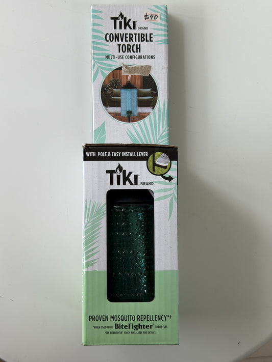 TIKI Brand Convertible Torch — Turquoise/Green; removable pole